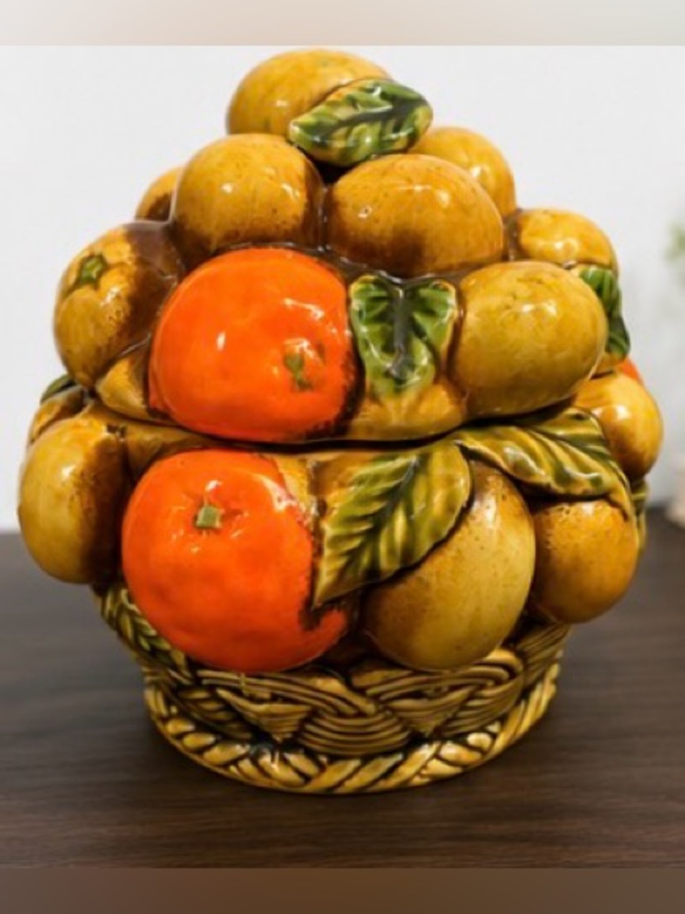 Vintage Inarco Fruit Basket Cookie Jar – Japan – E3352 🍊🍐